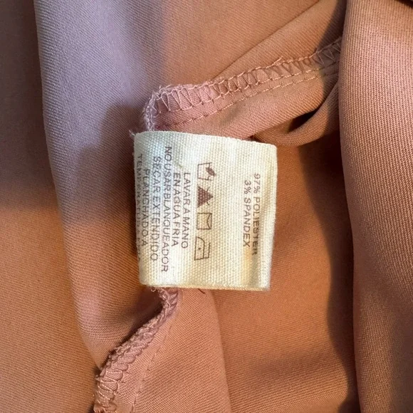 Mystree Satin Button Down Shirt in Blush - Picture 4 of 10